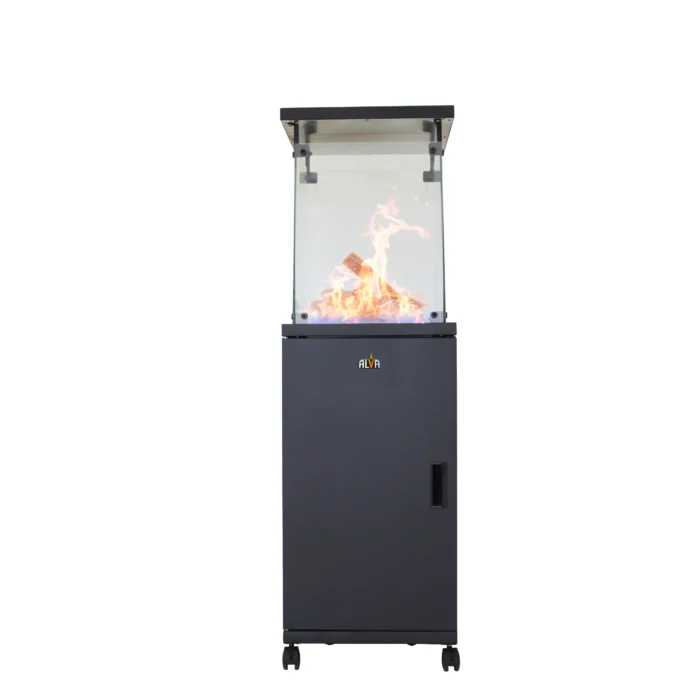 Short Stand Gas Patio Heater - Ceramic Log-Style - Image 1