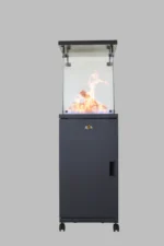 Short Stand Gas Patio Heater - Ceramic Log-Style - Image 2