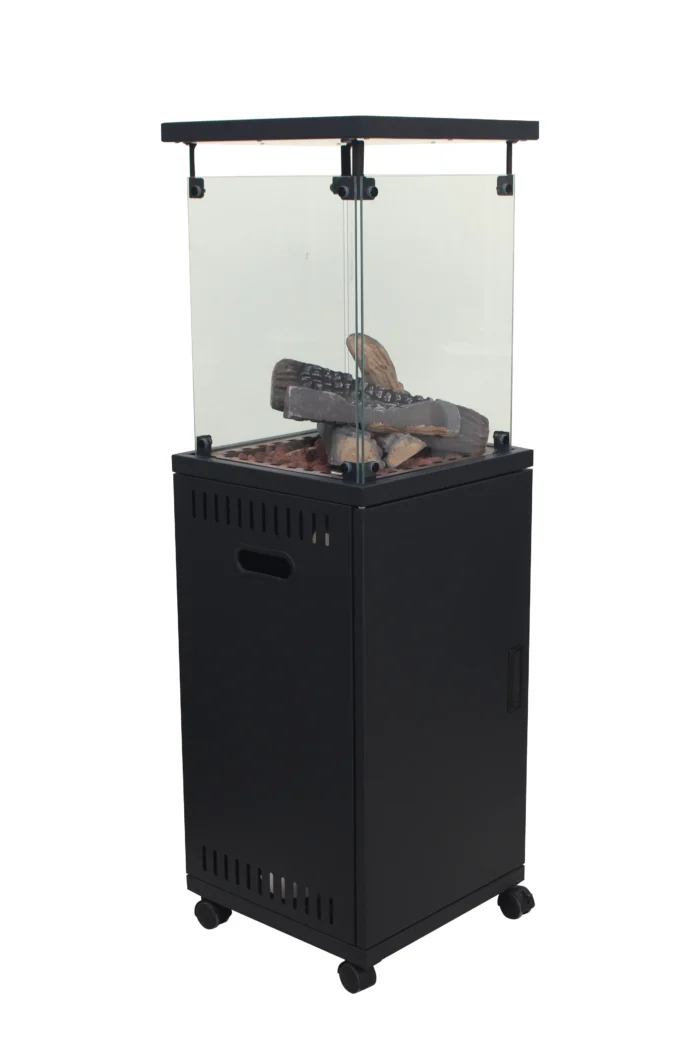 Short Stand Gas Patio Heater - Ceramic Log-Style - Image 3