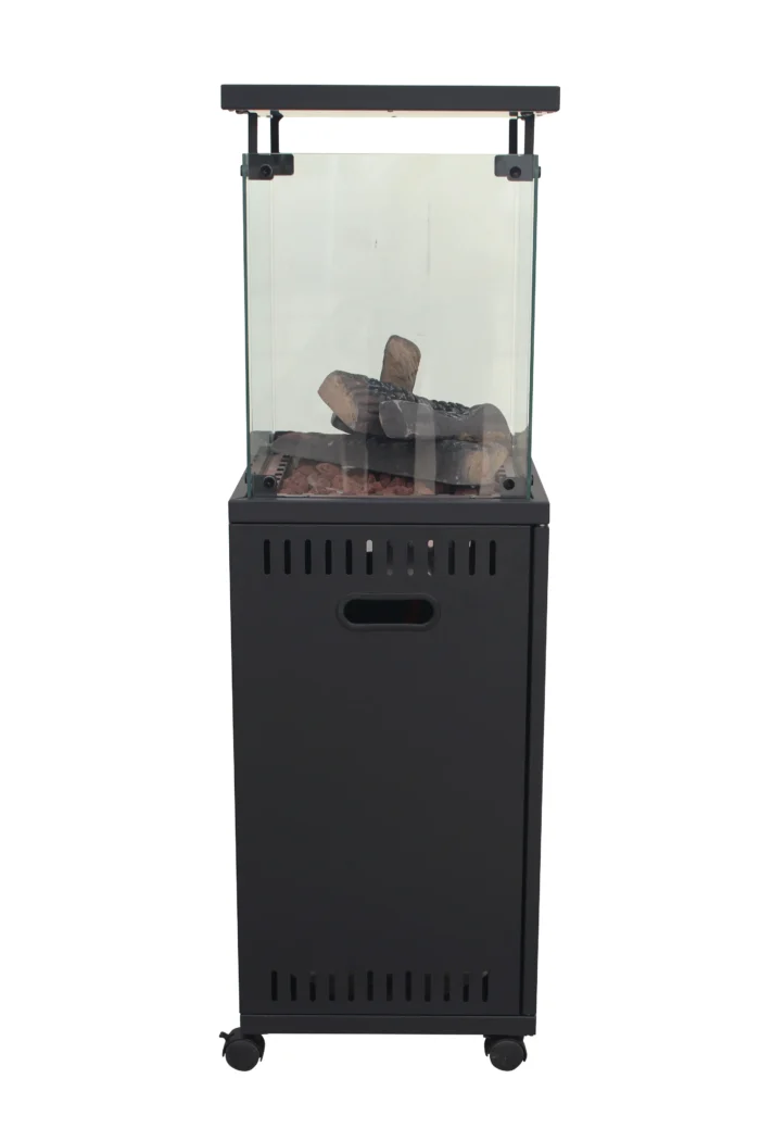 Short Stand Gas Patio Heater - Ceramic Log-Style - Image 4