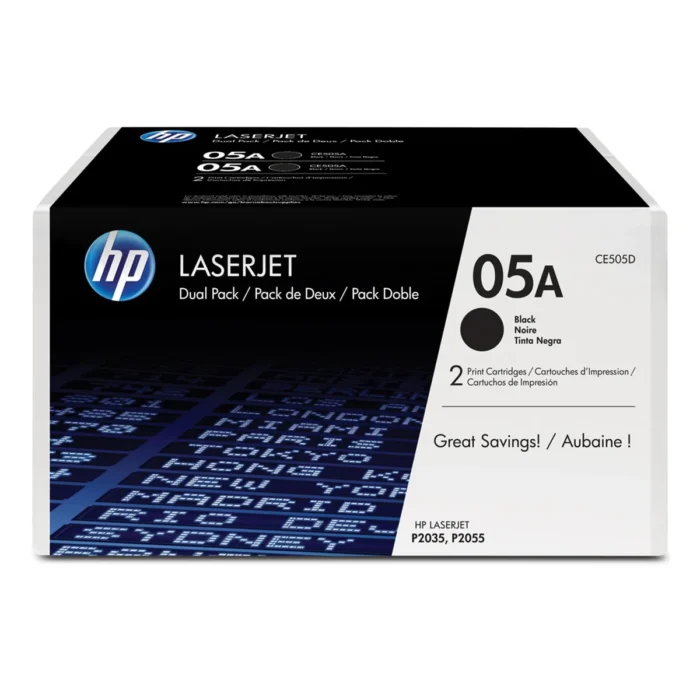 HP 05A Original LaserJet Toner Cartridges - 2-pack Black CE505D - Image 1