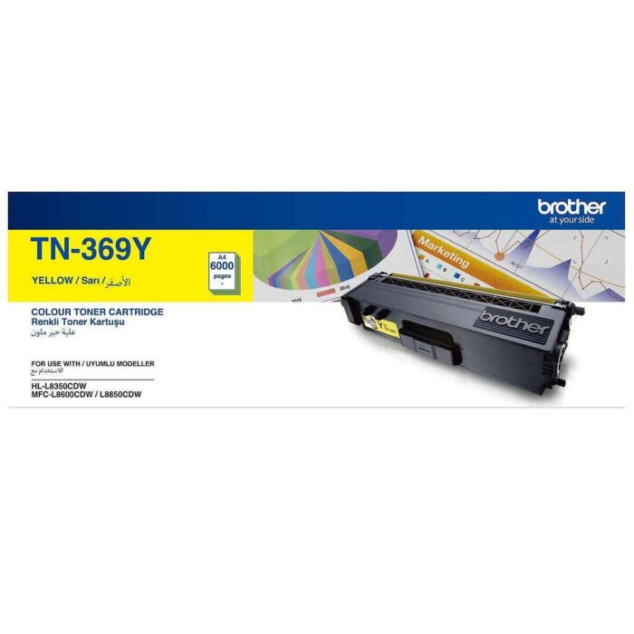 Brother HL-L8350CDW MFCL8600CDW Original Yellow Toner Cartridge TN-369 - Image 1