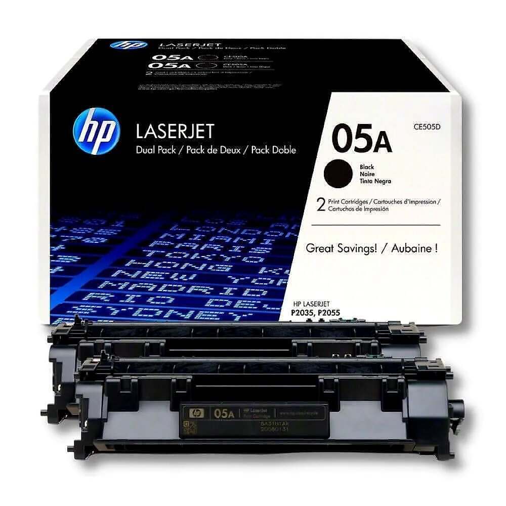 CE505AD.jpg Dual Pack Hp P2035 p2055 Original Black LaserJet 2 Pack 05a - Image 1